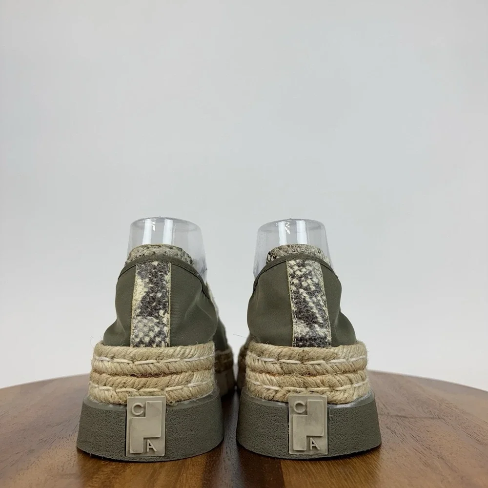 Womens Cinzia Araia Olive Green‎ Platform Snake Espadrille Sneakers Size EU 36.5
